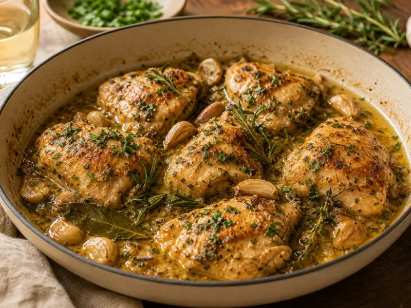 Garlic Chicken with White Wine and Herbs — receta de cocina Mediterranean