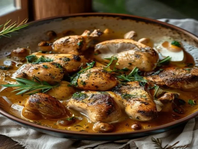 Cocotte Chicken with Mushrooms — receta de cocina Mediterranean