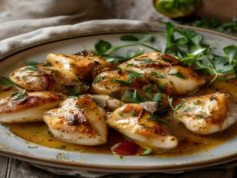 Pollo en Salsa de Champinones — receta de cocina Mediterranean