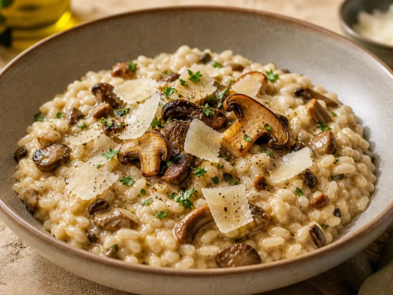 Wild mushroom and parmesan risotto — receta de cocina Italian