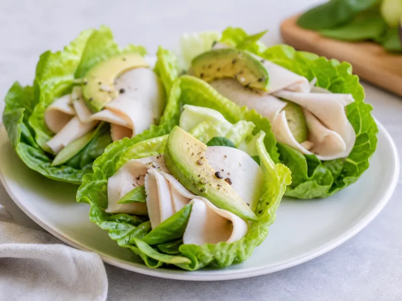 Turkey and Avocado Rolls on Lettuce — receta de cocina Mediterranean
