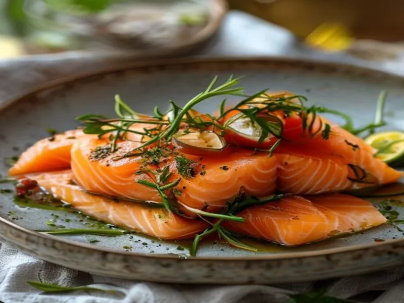 سمك السلمون في بابيلوت مع الخضار — receta de cocina متوسطة