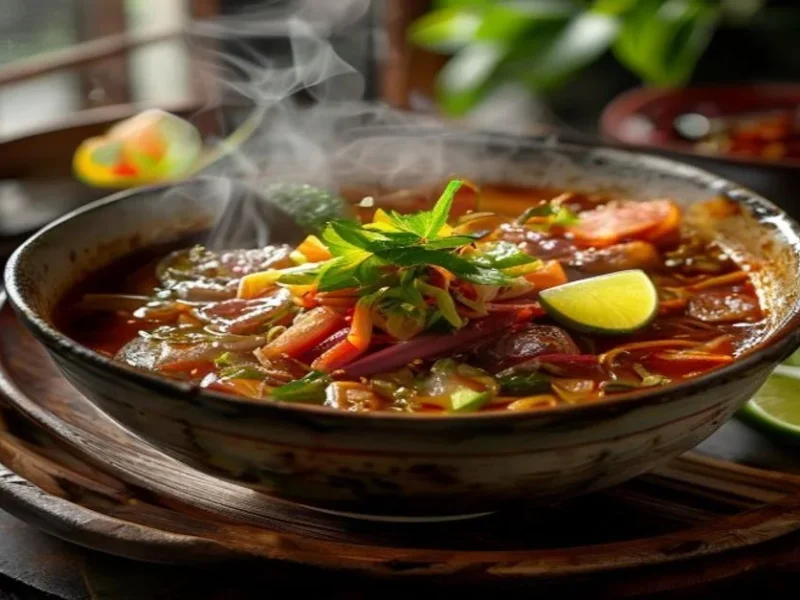 Soupe de nouilles aux nouilles en bateau — receta de cocina Thaïlandaise