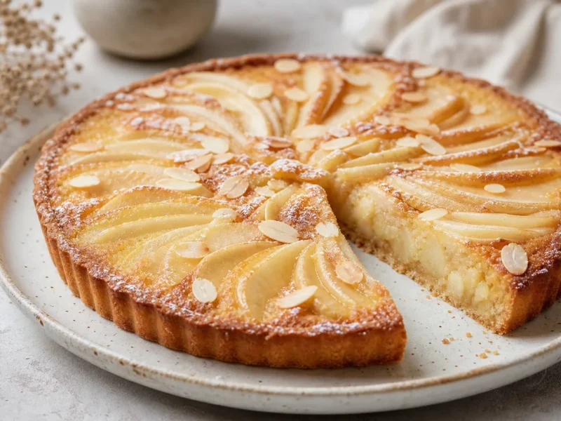 Gluten-free pear and frangipane tart — receta de cocina Mediterranean