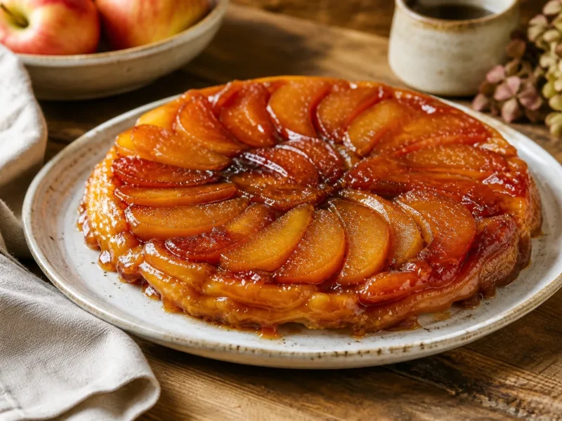 Inverted apple and caramel tarte tatin — receta de cocina Mediterranean