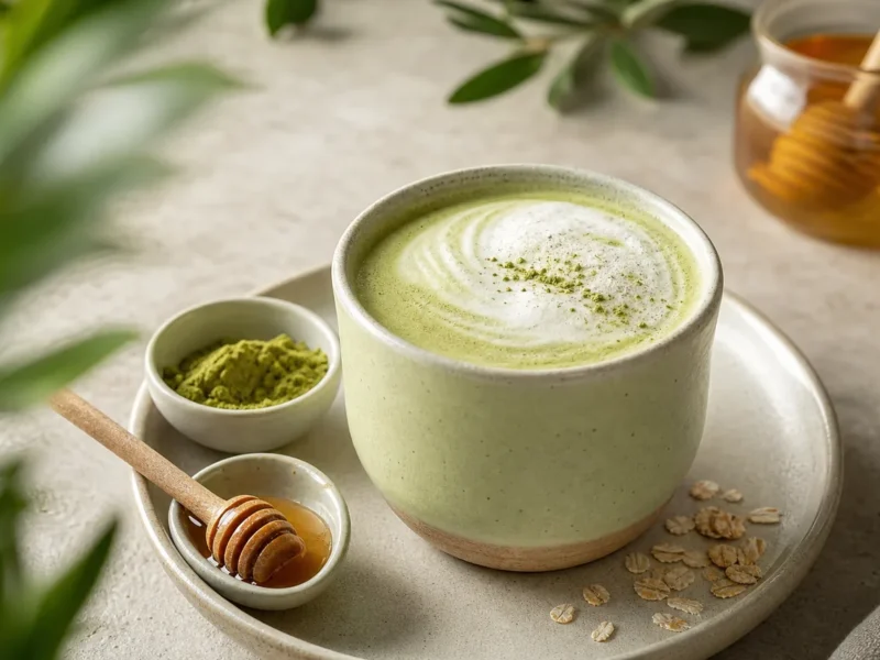 Té Matcha Latte con Bebida de Avena y Miel — receta de cocina Mediterranean