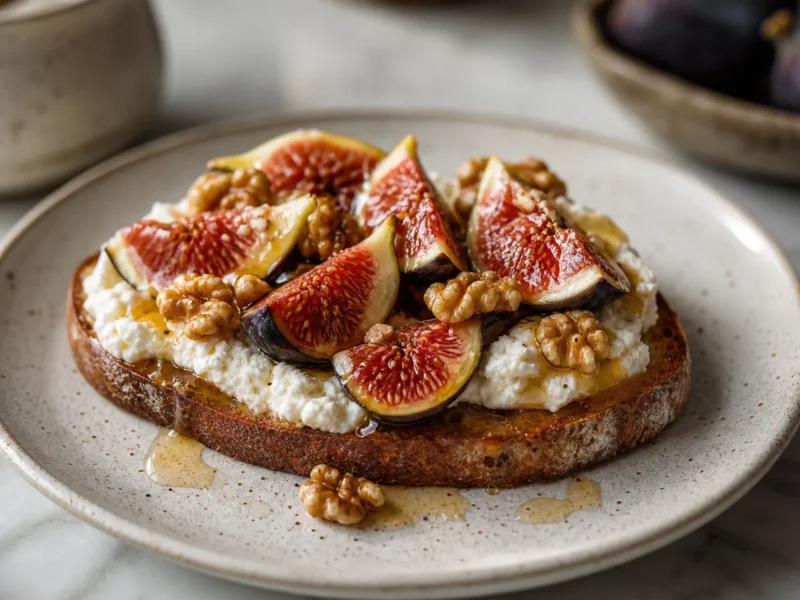Tostada de Ricotta con Higos, Nueces y Miel — receta de cocina Mediterránea