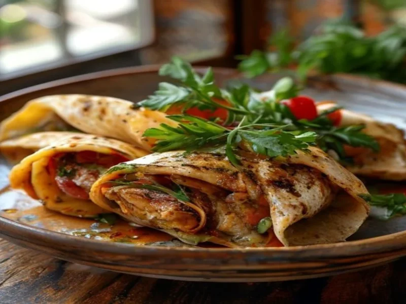 Wrap mediterráneo de pollo — receta de cocina Mediterránea