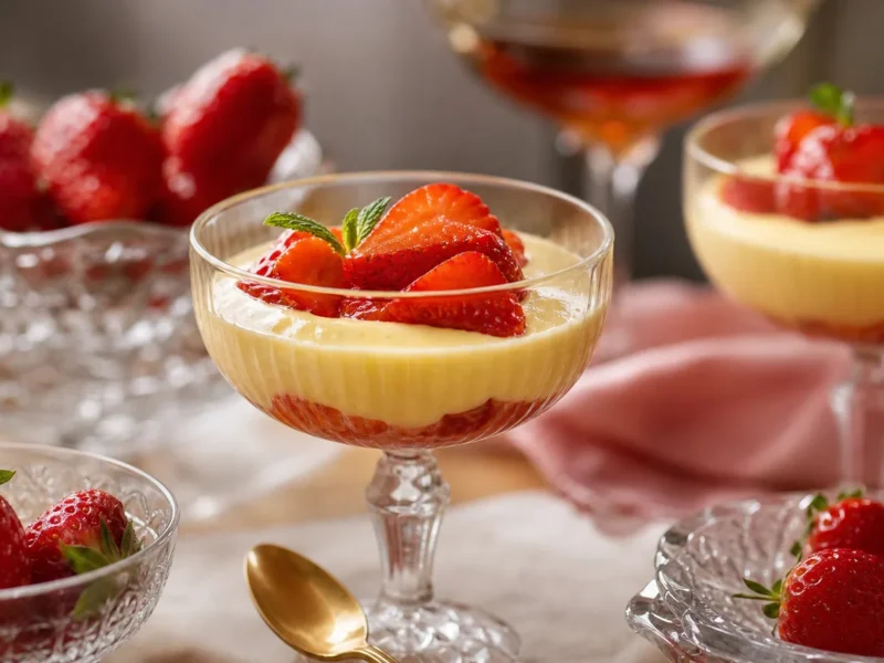 Zabaione de marsala con fresas maceradas — receta de cocina Italiana