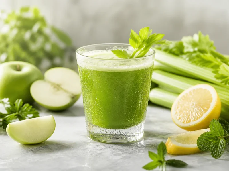 Zumo Verde de Apio, Manzana y Limón en Frío — receta de cocina Mediterránea